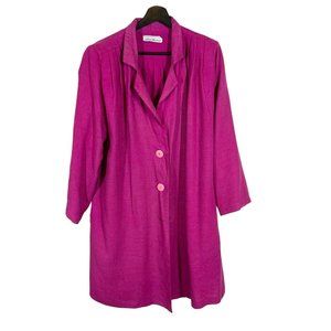 Vintage 90s Fuchsia Long Button Up Lightweight Coat Large